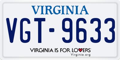 VA license plate VGT9633