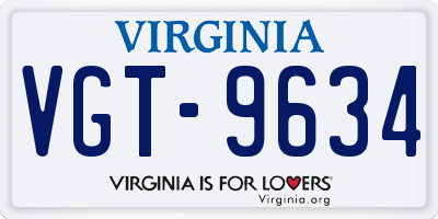 VA license plate VGT9634