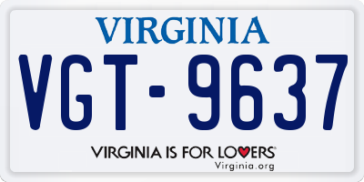 VA license plate VGT9637