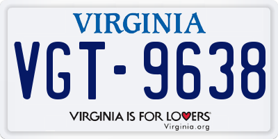VA license plate VGT9638