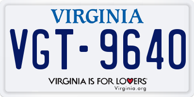 VA license plate VGT9640