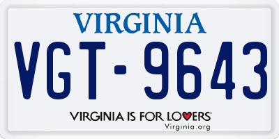 VA license plate VGT9643