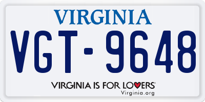 VA license plate VGT9648