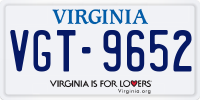 VA license plate VGT9652