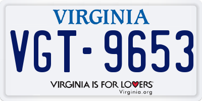 VA license plate VGT9653