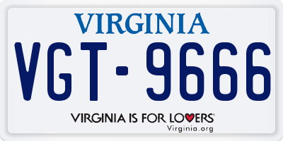 VA license plate VGT9666