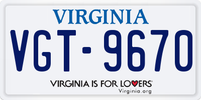 VA license plate VGT9670