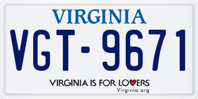 VA license plate VGT9671