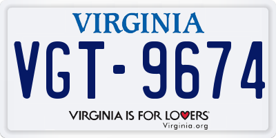 VA license plate VGT9674