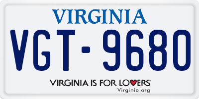 VA license plate VGT9680
