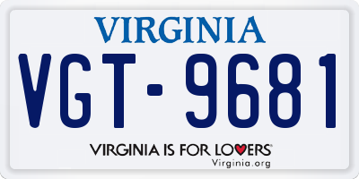 VA license plate VGT9681