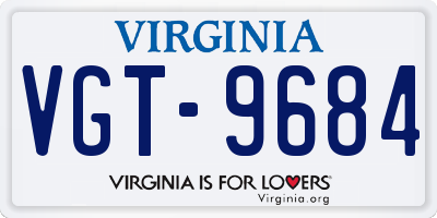 VA license plate VGT9684