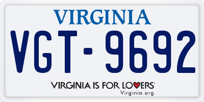 VA license plate VGT9692