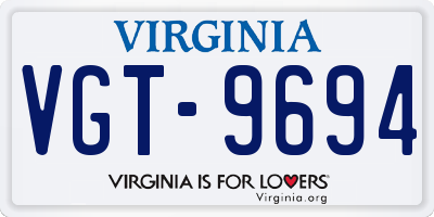 VA license plate VGT9694