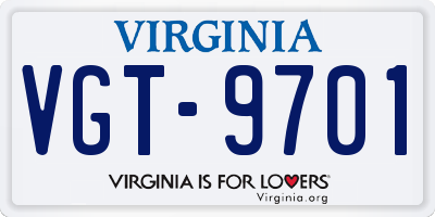 VA license plate VGT9701