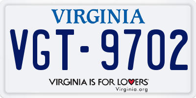VA license plate VGT9702