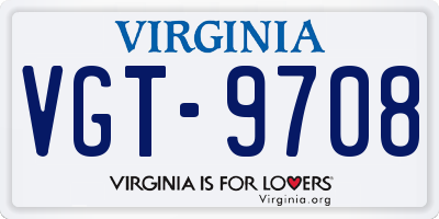 VA license plate VGT9708
