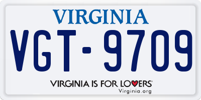 VA license plate VGT9709