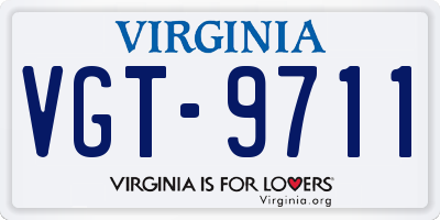 VA license plate VGT9711