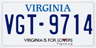 VA license plate VGT9714