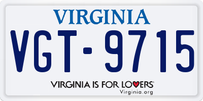 VA license plate VGT9715