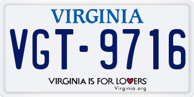 VA license plate VGT9716