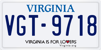 VA license plate VGT9718