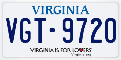 VA license plate VGT9720