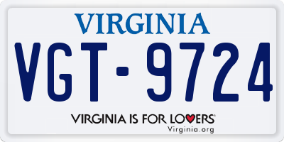 VA license plate VGT9724