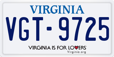 VA license plate VGT9725