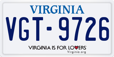 VA license plate VGT9726