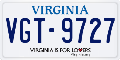 VA license plate VGT9727