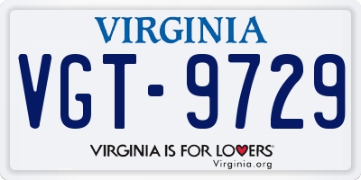VA license plate VGT9729