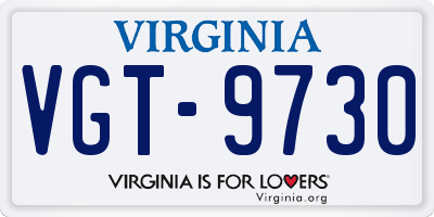 VA license plate VGT9730