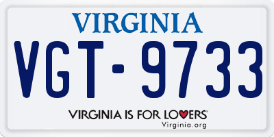 VA license plate VGT9733