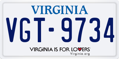 VA license plate VGT9734