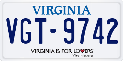 VA license plate VGT9742