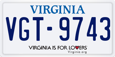 VA license plate VGT9743