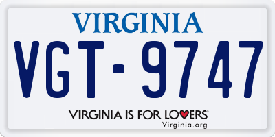 VA license plate VGT9747
