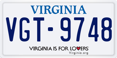 VA license plate VGT9748