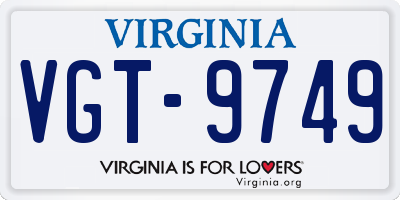 VA license plate VGT9749