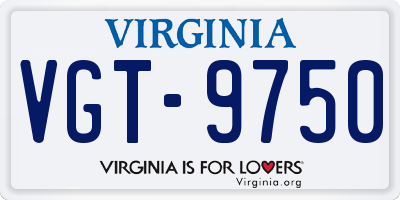 VA license plate VGT9750