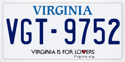 VA license plate VGT9752