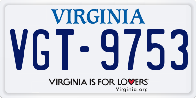 VA license plate VGT9753