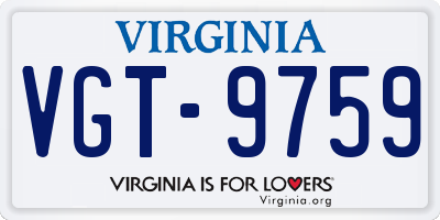VA license plate VGT9759