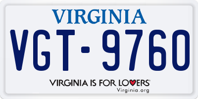 VA license plate VGT9760