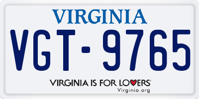 VA license plate VGT9765