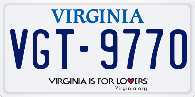 VA license plate VGT9770