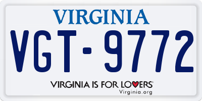 VA license plate VGT9772