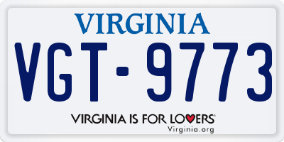 VA license plate VGT9773